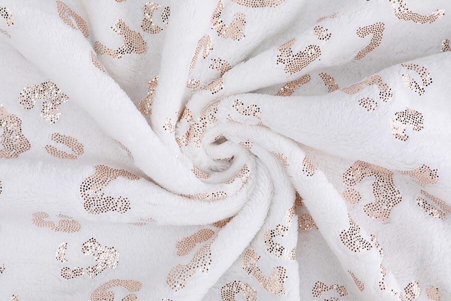 China Manufacturer Bronzing Gold Foil Printed Solid Polyester Flannel Fabric 