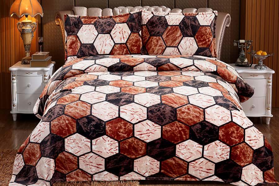 Plain Grid Classic Square Pattern 3pcs Flannel Bedding Set For Winter 
