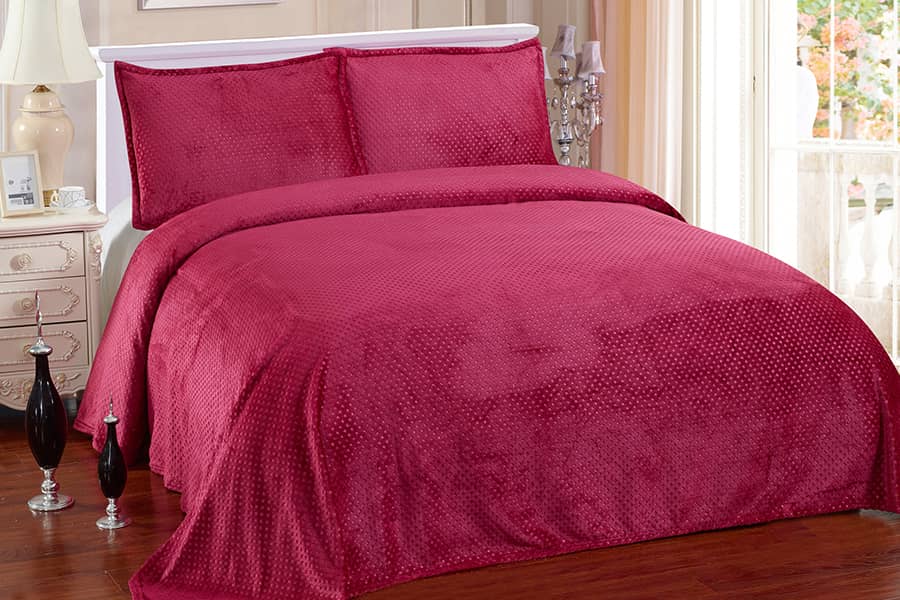 Plain Grid Classic Square Pattern 3pcs Flannel Bedding Set For Winter 