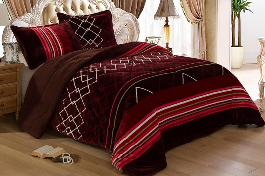 Solid color cheap price flannel fleece warm heavy winter quilt bedspread bedding sets