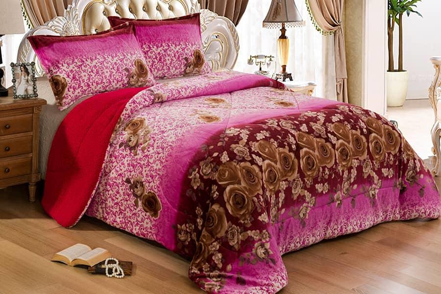luxury heavy 3D embossed fluffy flannel sherpa quilts 8pcs bedding sets with pillow cases