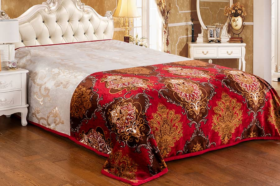 Factory Sale Flower Pattern Printed Fleece Bed Blanket for Adults 