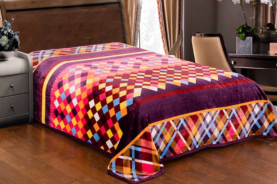 solid color dot print flannel fleece blanket with printing 
