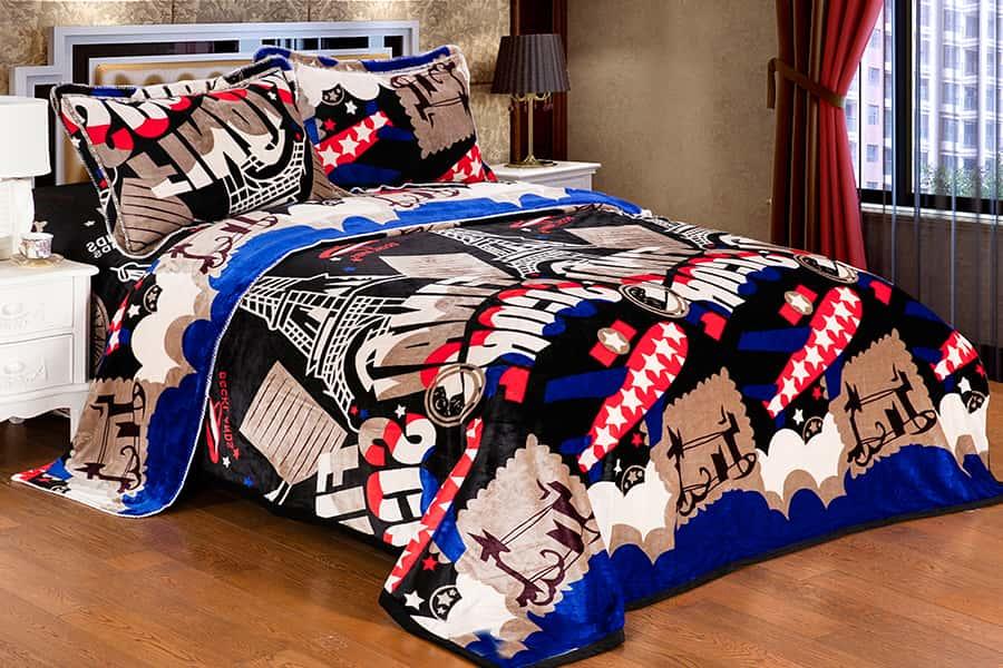 Factory Sale Flower Pattern Printed Fleece Bed Blanket for Adults 