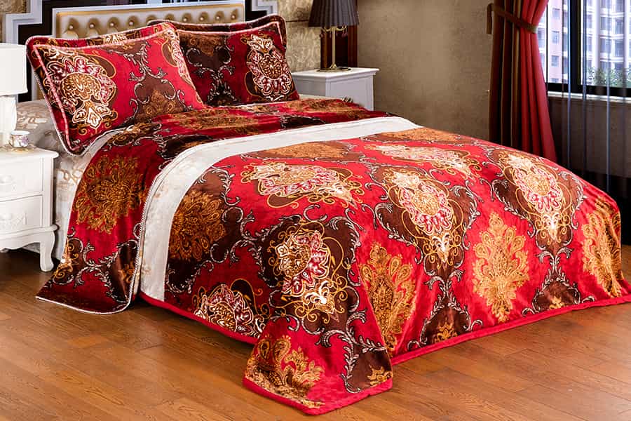 Wholesales 100%polyester large size printed flannel blanket bed sheet 