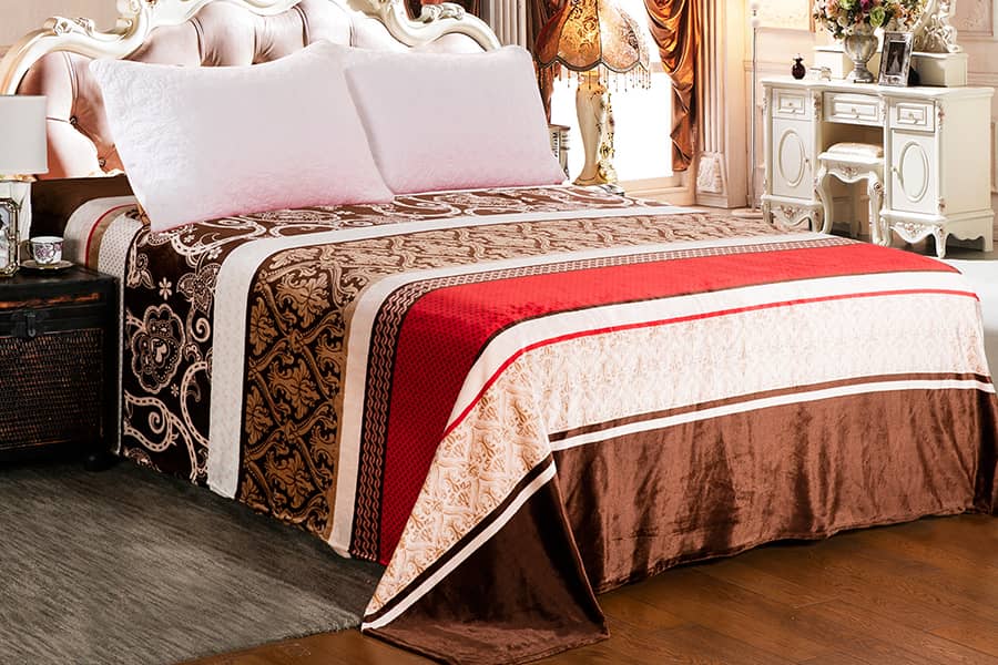 Double Sided Flower Pattern Printed Flannel Fleece Blanket For Bedroom 