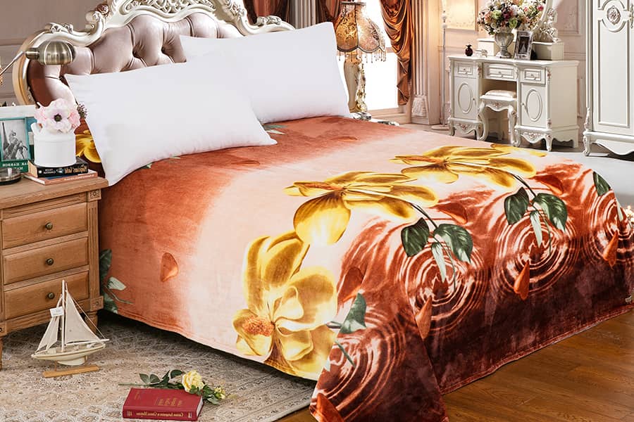 wholesale printed tree leaves flannel blanket 