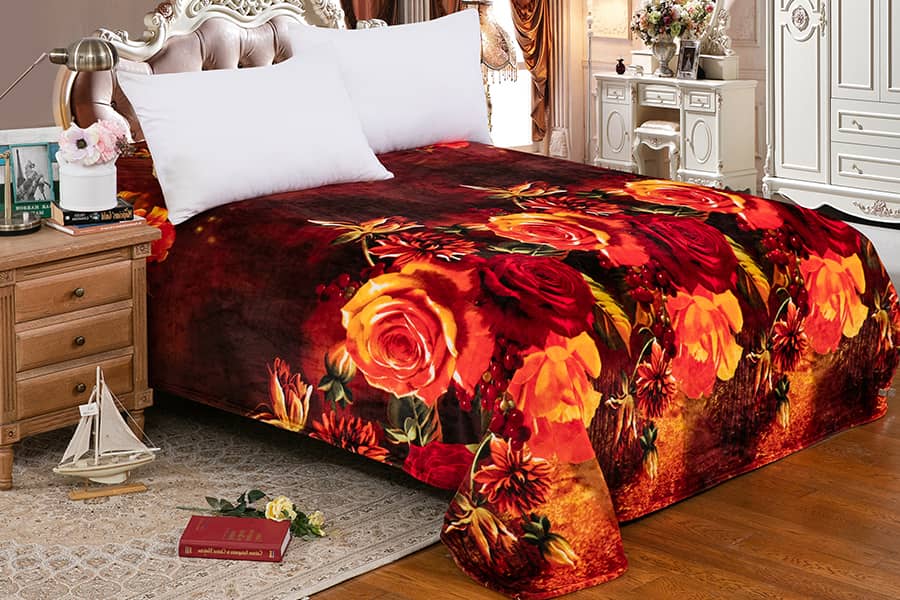 Wholesale classical plaid fleece raschel blanket 