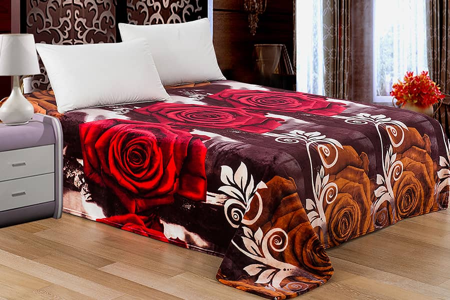 Wholesales 100%polyester large size printed flannel blanket bed sheet 