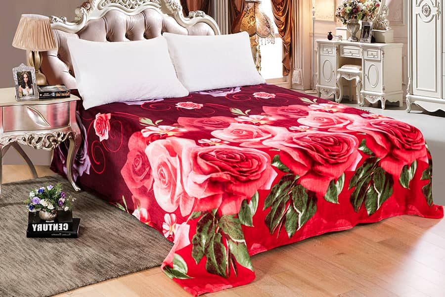 Wholesales 100%polyester large size printed flannel blanket bed sheet 